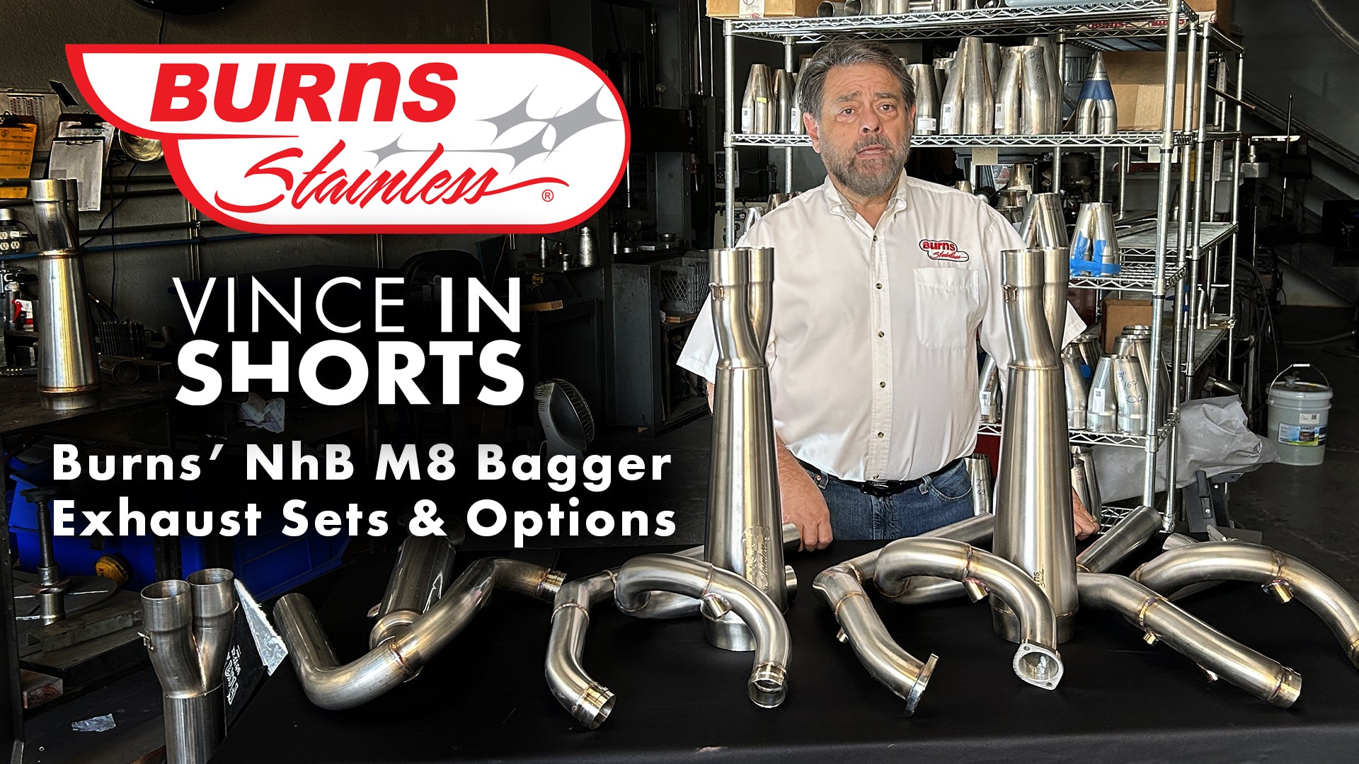 Vince in Shorts - M8 Bagger Exhaust Systems from Burns Stainless