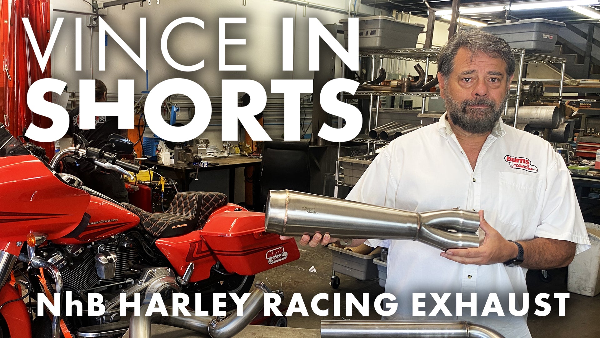 Vince in Shorts - Harley Racing Exhaust